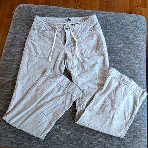 North face stripe linen blend pants, size 6